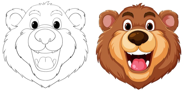 Free Vector cheerful bear illustration in two styles