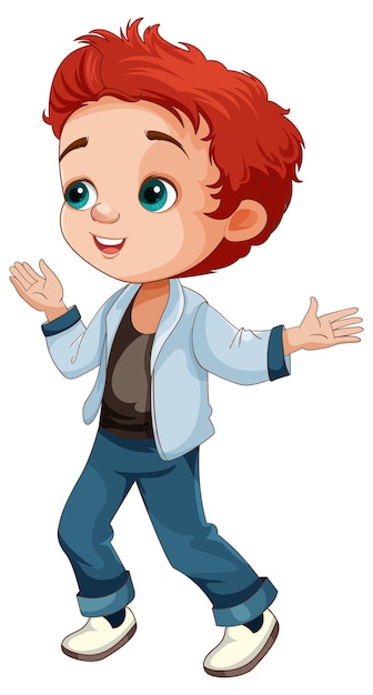 Cheerful Boy Cartoon Character