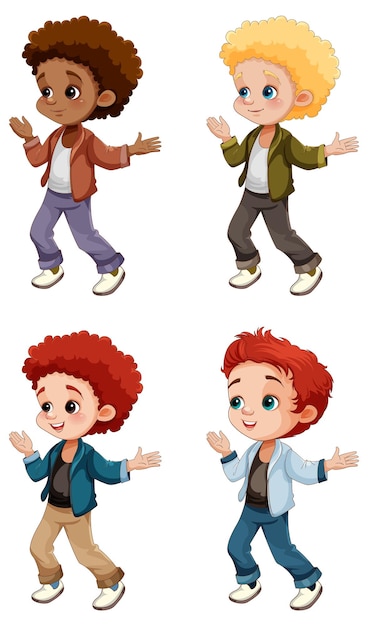 Cheerful Boy Cartoon Character