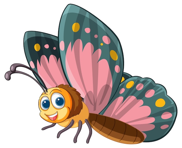 Free vector cheerful butterfly cartoon illustration