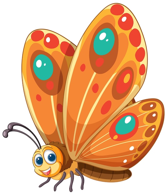 Free vector cheerful butterfly cartoon illustration