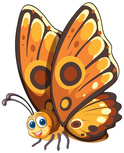 Free vector cheerful butterfly cartoon illustration