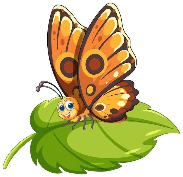 Free vector cheerful butterfly girl on leaf