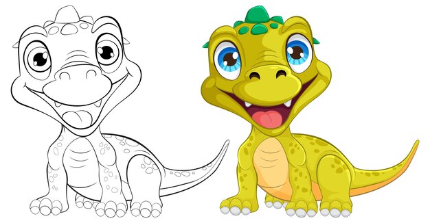 Cheerful Cartoon Dinosaur Duo