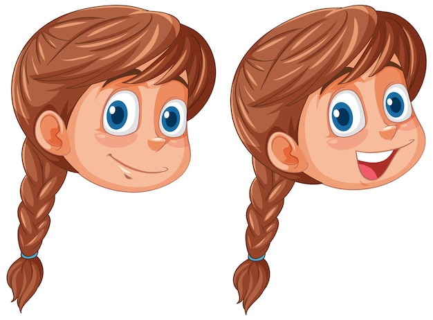 Free Vector cheerful cartoon girl faces