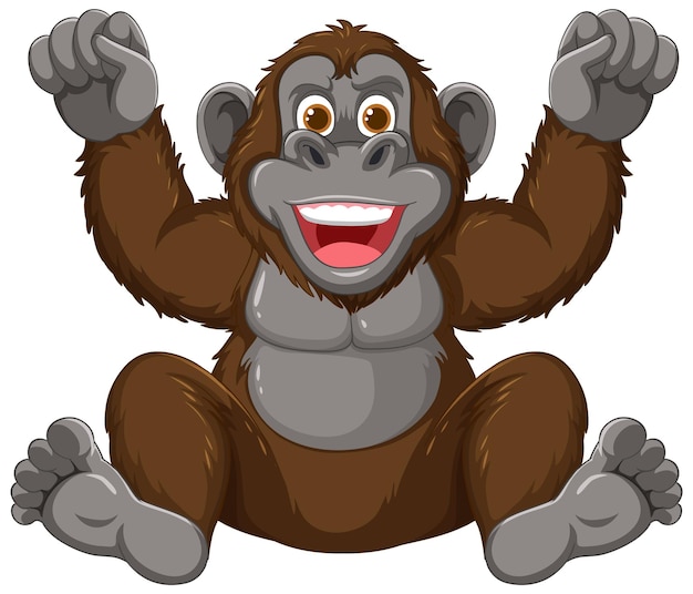 Free Vector cheerful cartoon gorilla celebrating