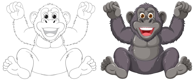 Free Vector cheerful cartoon gorilla illustration