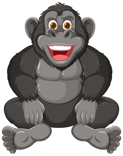 Free Vector cheerful cartoon gorilla sitting