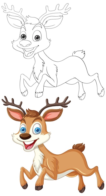 Free Vector cheerful cartoon reindeer illustration