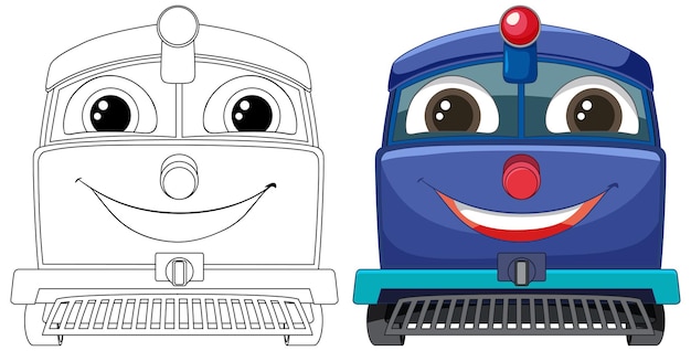 Cheerful Cartoon Trains Side by Side