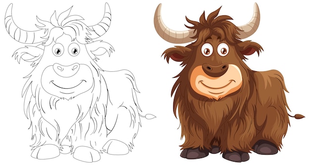 Free Vector cheerful cartoon yak illustration