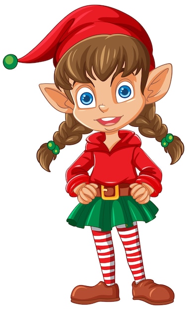 Free vector cheerful christmas elf in festive attire