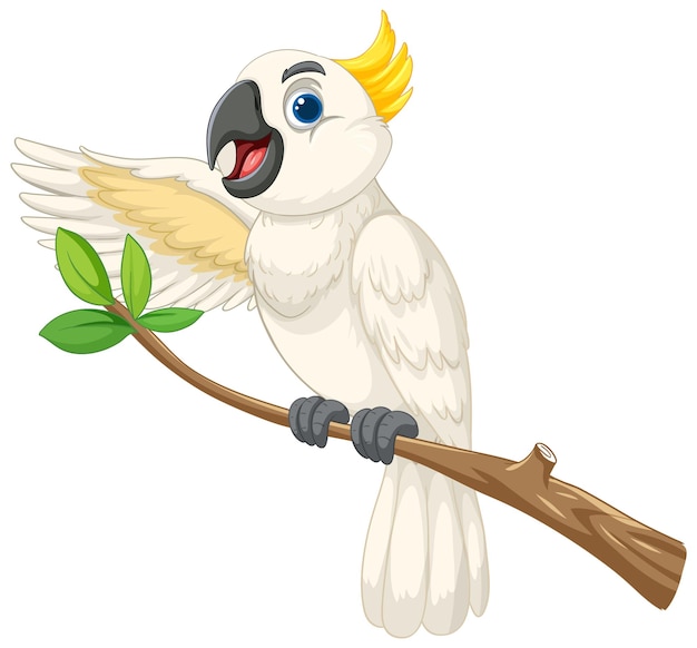 Free vector cheerful cockatoo on a branch