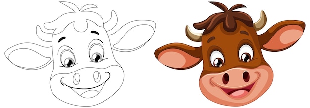 Free Vector cheerful cow illustration progression