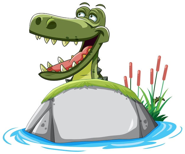 Free vector cheerful crocodile on a rock