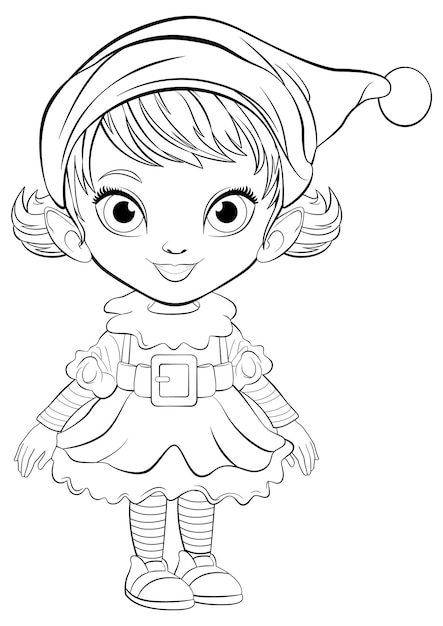 Free Vector cheerful elf girl coloring page