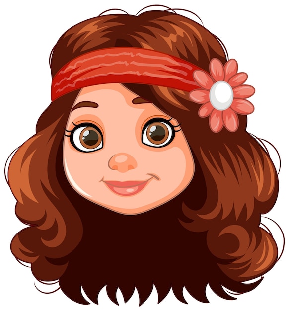 Free Vector cheerful girl with flower headband illustration