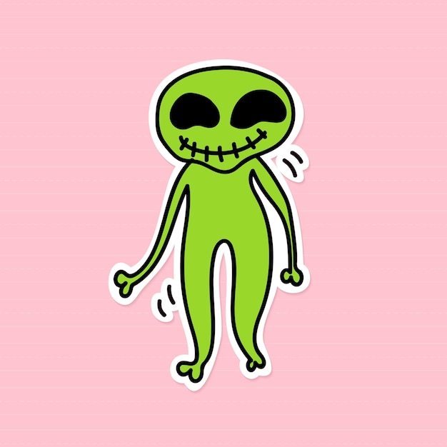 Free Vector cheerful green extraterrestrial mate vector sticker