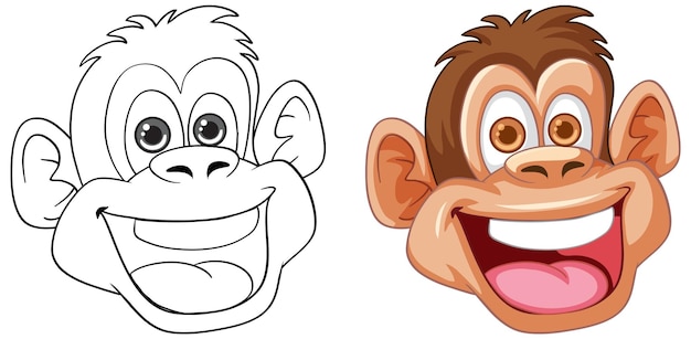 Free Vector cheerful monkey faces vector illustration