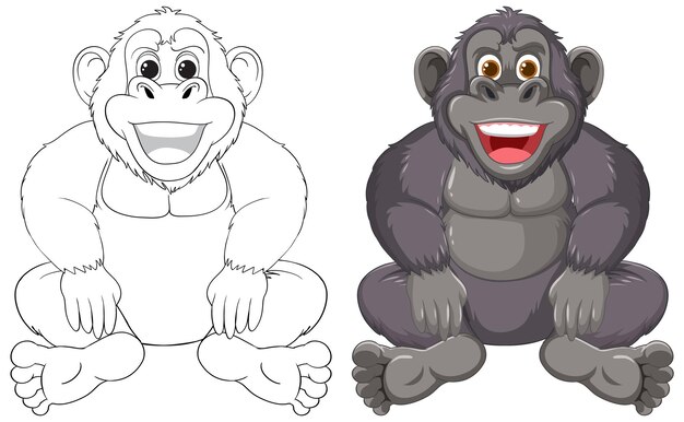 Cheerful Monkey Illustration Before and After