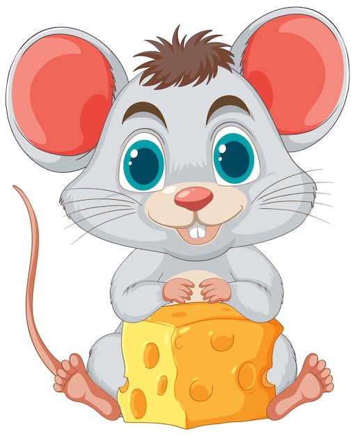 Free Vector cheerful mouse with a chunk of cheese