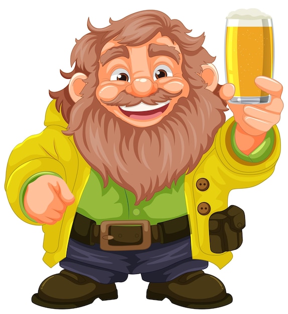 Free vector cheerful old man enjoying a pint of beer