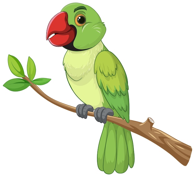 Free Vector cheerful parrot on a branch illustration