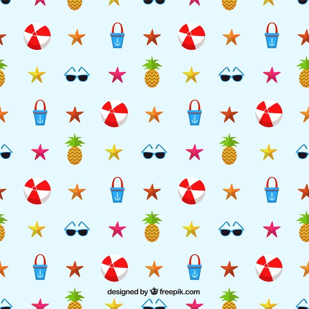 Cheerful pattern with summer objects