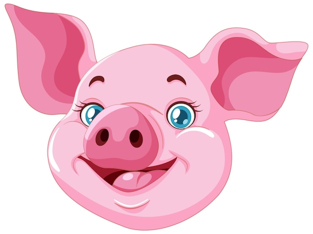 Free Vector cheerful pink pig cartoon illustration