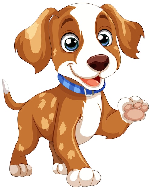 Free vector cheerful puppy wearing a blue collar