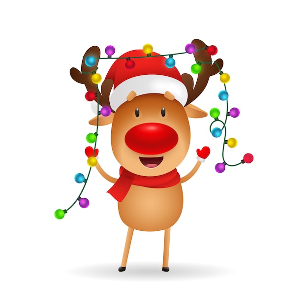 Free Vector cheerful reindeer celebrating christmas