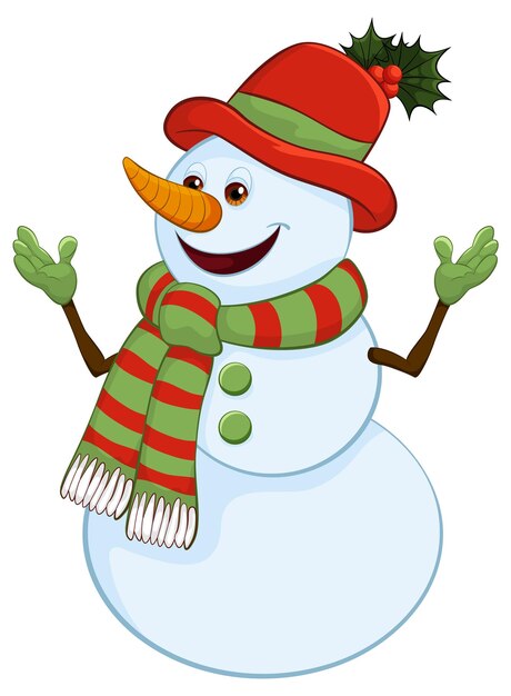 Cheerful Snowman Welcoming Winter Holidays