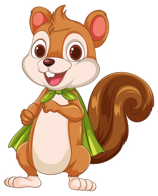 Free vector cheerful squirrel in a green cape