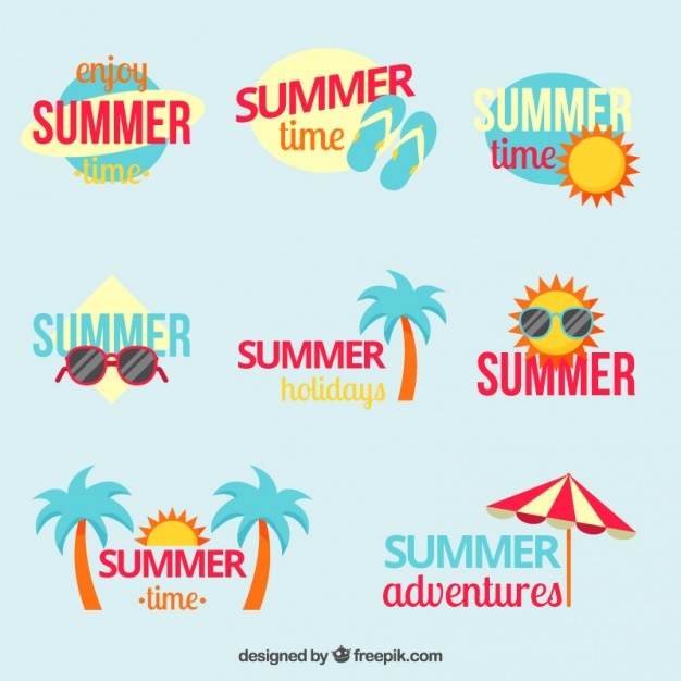 Free Vector cheerful summer stickers pack