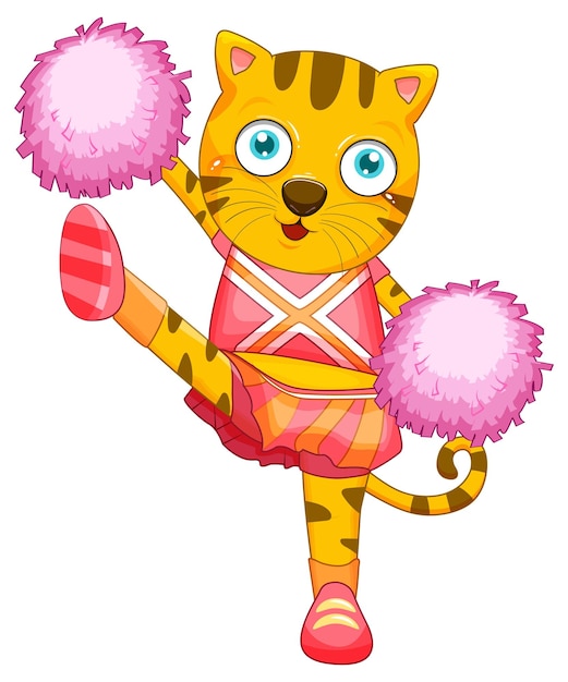 Free Vector cheerleader tiger cartoon character