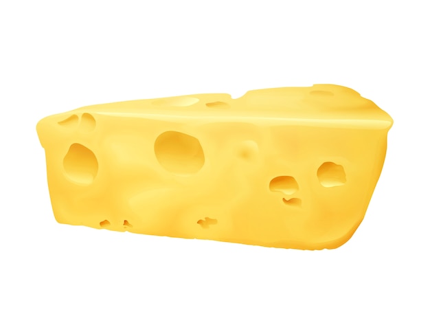 Free Vector cheese 3d illustration. emmental or cheddar and edam cheese triangle lump with holes