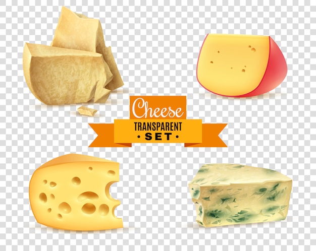 Free Vector cheese 4 realistic images transparent set