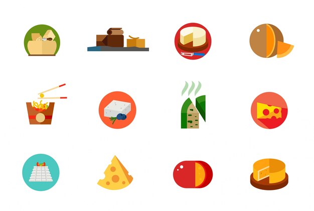 Cheese food icon set