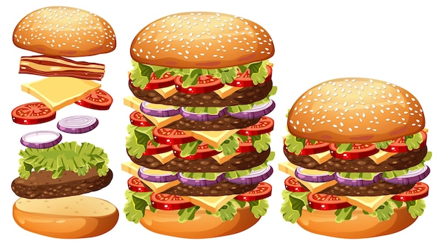 Free Vector cheese hamburger cartoon isolated