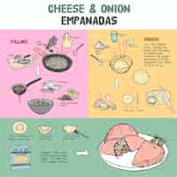 Free vector cheese and onion empanadas recipe