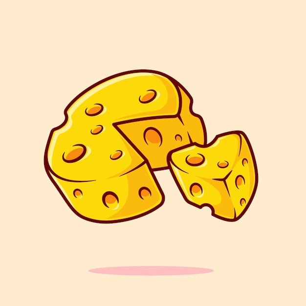 Free vector cheese slice cartoon vector icon illustration food object icon isolated flat vector