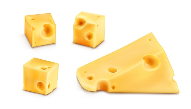 Free vector cheese slices 3d realistic vector illustration