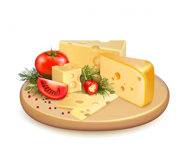 Free Vector cheese vegetables composition