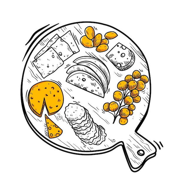 Free Vector cheeseboard hand drawn illustration