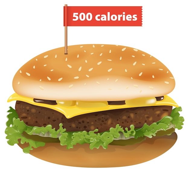 Free Vector cheeseburger with calorie count