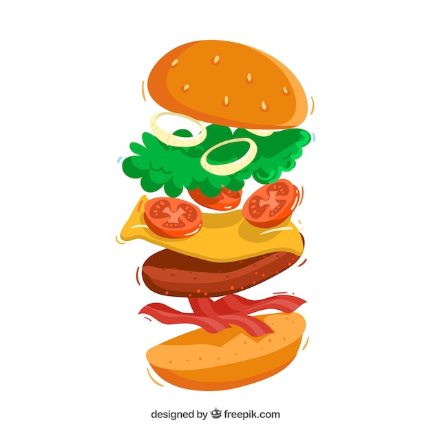 Free Vector cheeseburger with delicious ingredients