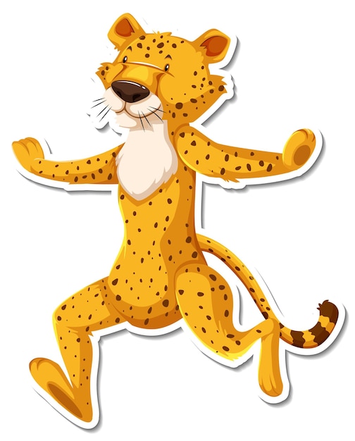 Cheetah dancing cartoon character on white background