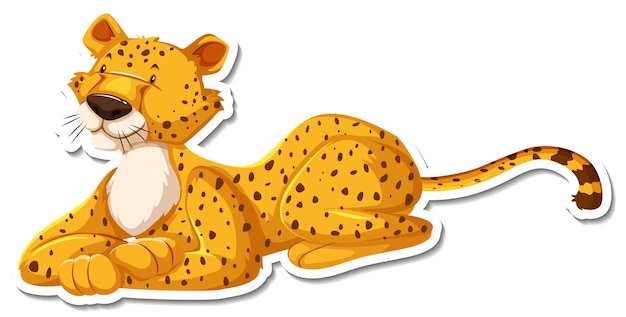 Free Vector cheetah lying cartoon character on white background