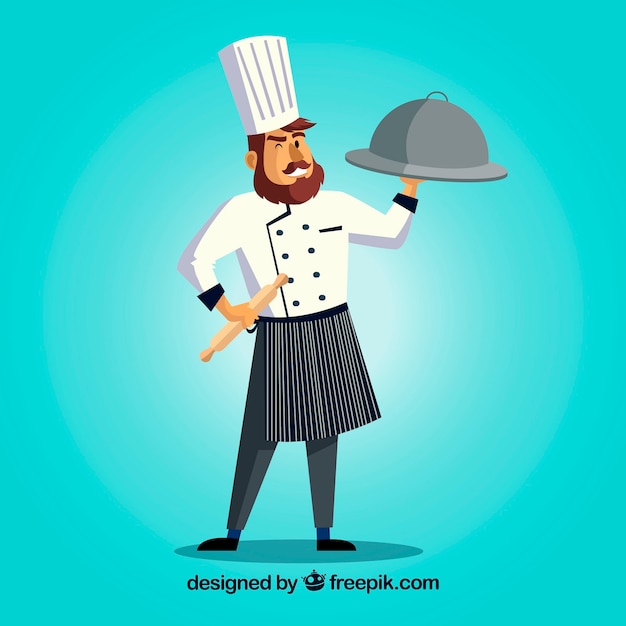 Chef character with a delicious dish