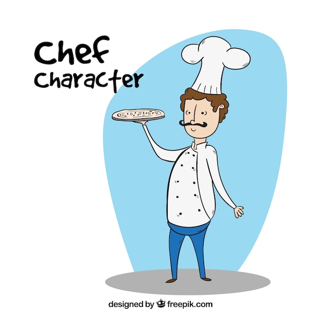 Chef character with pizza